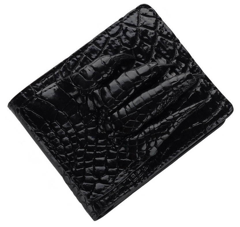 Портмоне зі шкіри з лапою крокодила Чорне Ekzotic Leather (cw02_1)