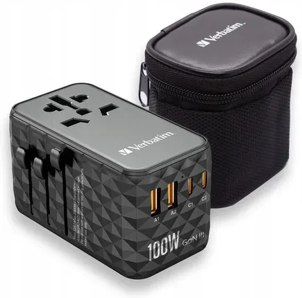 Зарядний кабель Verbatim Adapter Podróżny  Uta 06 Gan 100W 180 Krajów Usb C