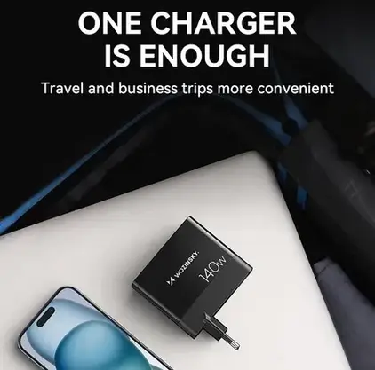 Зарядний пристрій Wozinsky Sieciowa Gan Cgwcb 140W 3 X Usb-C / 2 Usb-A - Black, фото 4