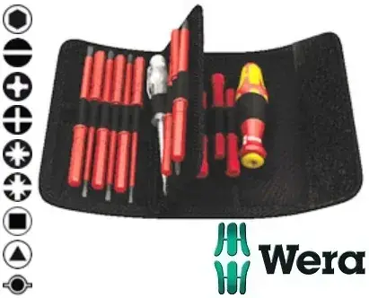 Набір інструментів Wera rękojeść +16 trzpieni izolowanych +próbnik Kraftform Kompakt VDE 60i/62i/65i/18 (05003471001), фото 1