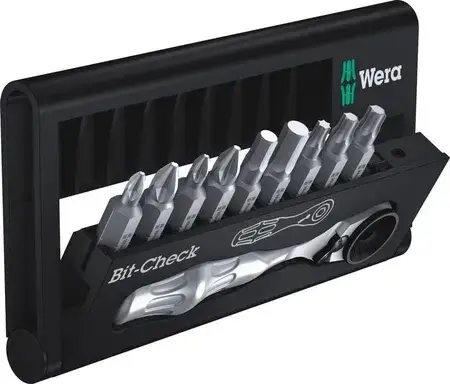 Набір інструментів Wera Uniwersalny 9 bitów z grzechotką 1/4" 5073645001, фото 3