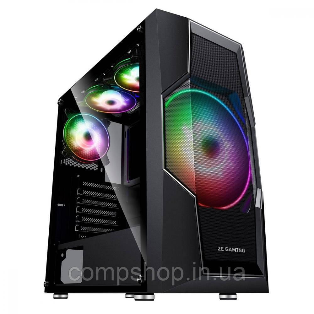 Корпус Midi-Tower без БЖ 2E GAMING Turbo G2057B (ATX, Чорний, скло, 2xUSB 3.0, 1x200мм ARGB fan, 3х120 мм, фото 1