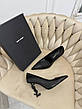 Жіночі чорні шкіряні туфлі YSL Opyum Pumps на фігурному чорному підборі туфлі Yves Saint Laurent Ів Сен Лоран, фото 8