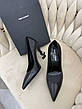 Жіночі чорні шкіряні туфлі YSL Opyum Pumps на фігурному чорному підборі туфлі Yves Saint Laurent Ів Сен Лоран, фото 10