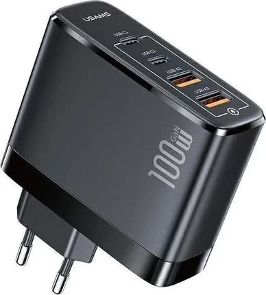 Зарядний пристрій Usams  USAMS Ład. siec. 2xUSB-C+2xUSB T44 100W (only head) PD3.0 +QC3.0 Fast Charging Black/black CC145TC01