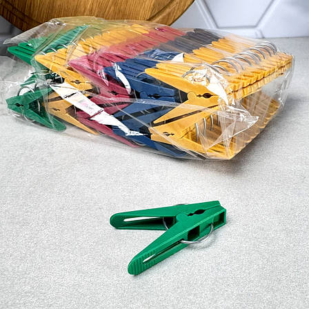 Прищіпки для білизни з металевим кільцем 120 шт АБС, фото 1