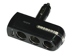 Популярний! Трійник у прикурювач WF-0303 USB 1A — Найкраща якість тільки на Nukleon.com.ua