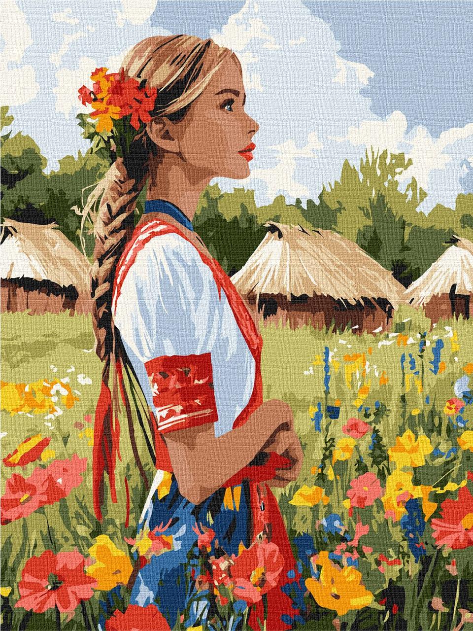 Картина за номерами 30х40 см. Гарна українка ©art_selena_ua Ідейка. KHO8485