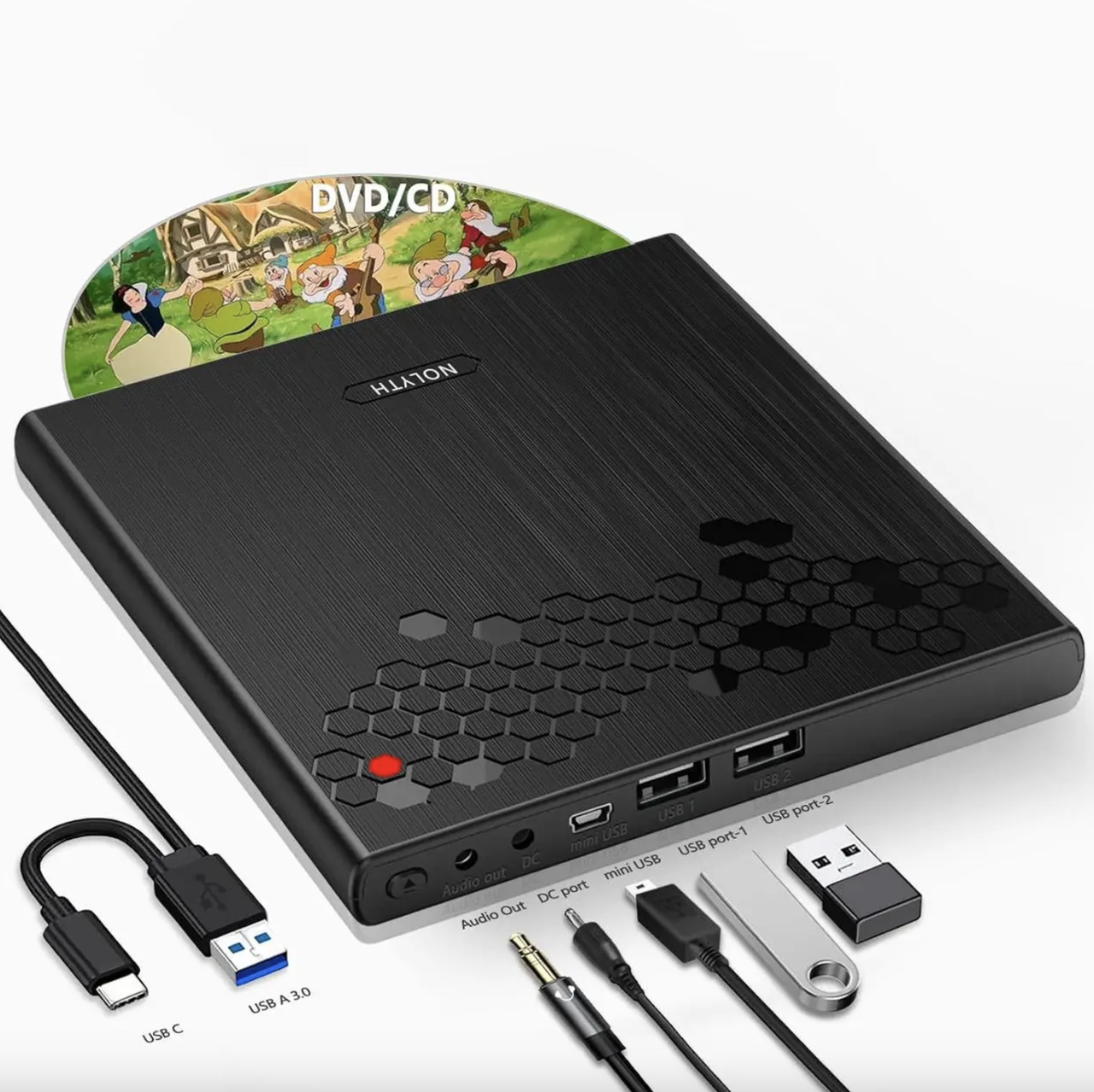 Зовнішній CD DVD-привід Nolyth CT09 USB 3.0 USB C. DVD-плеєр для ноутбука