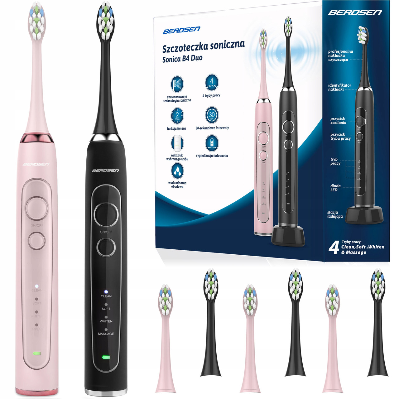 Ультразвукові зубні щітки Berdsen Sonica B4 Duo (Польща), фото 1