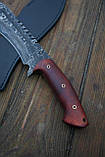 Мачета ручної роботи з дамаської сталі «Боуї #3» зі шкіряними піхвами, 61HRC., фото 3