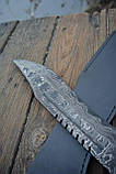 Мачета ручної роботи з дамаської сталі «Боуї #3» зі шкіряними піхвами, 61HRC., фото 5