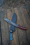 Мачета ручної роботи з дамаської сталі «Боуї #3» зі шкіряними піхвами, 61HRC., фото 4