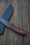 Мачета ручної роботи з дамаської сталі «Боуї #3» зі шкіряними піхвами, 61HRC., фото 6