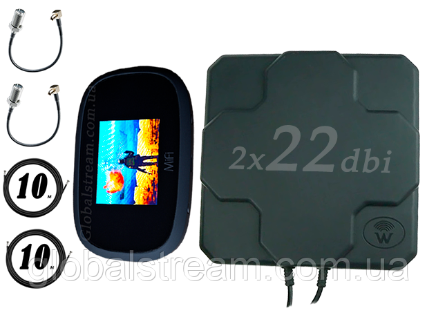 Повний комплект 4G/LTE/3G c Novatel Verizon MiFi 8000 (8800) Cat.18 до 1.2 Гб/с і Антена MIMO 2×22dbi (44дб), фото 1