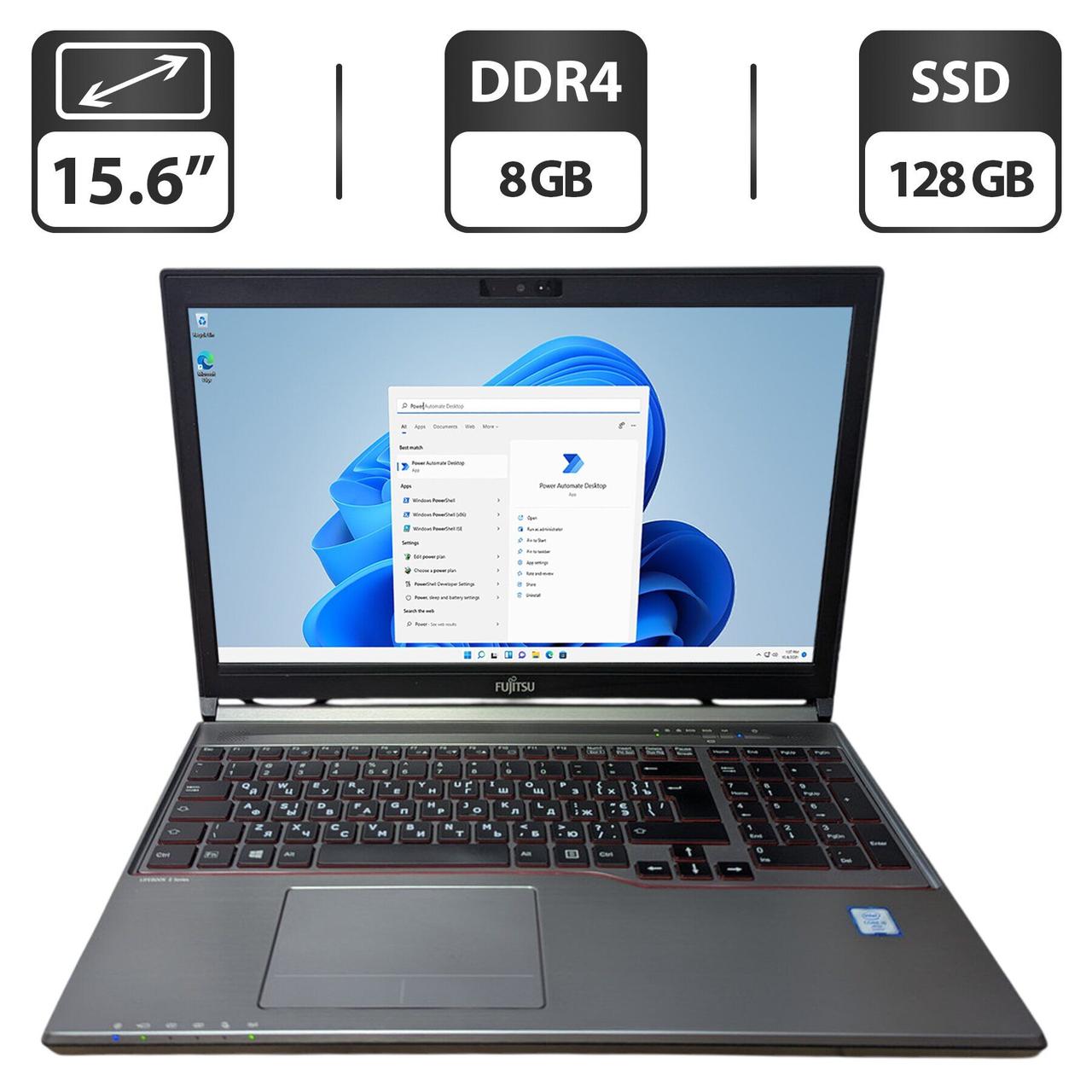 Ноутбук Б-клас Fujitsu LifeBook E756/ 15.6" (1366x768)/ Core i5-6300U/ 8 GB RAM/ 128 GB SSD/ HD 520/ Без АКБ
