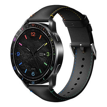 Ремінець шкіряний для годинника Xiaomi Watch 2/ 2Pro/ S4/ S3/ S2/ S1 22 мм Black-rainbow