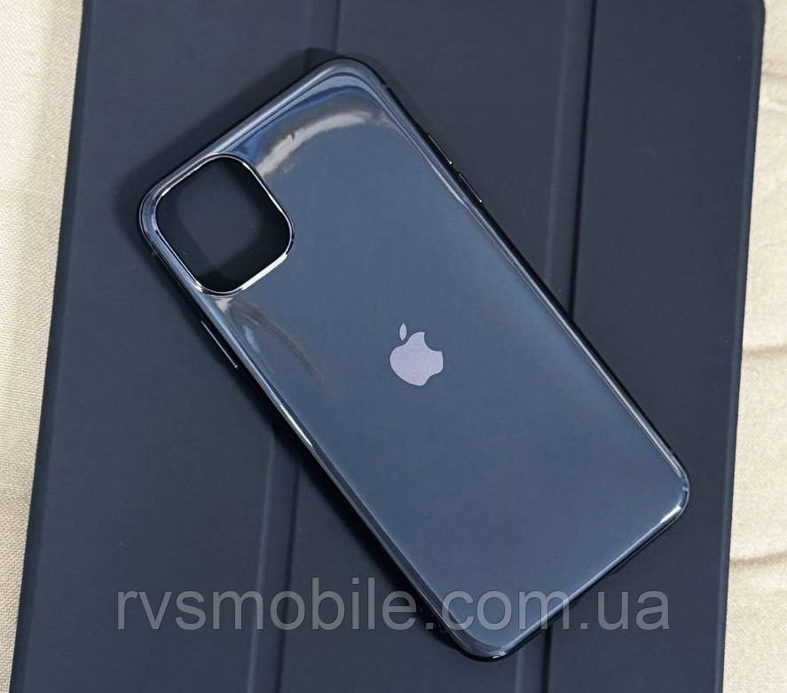 Силіконовий чохол для iPhone 11 Pro Max - Глянець з рамкою під метал, Чорний