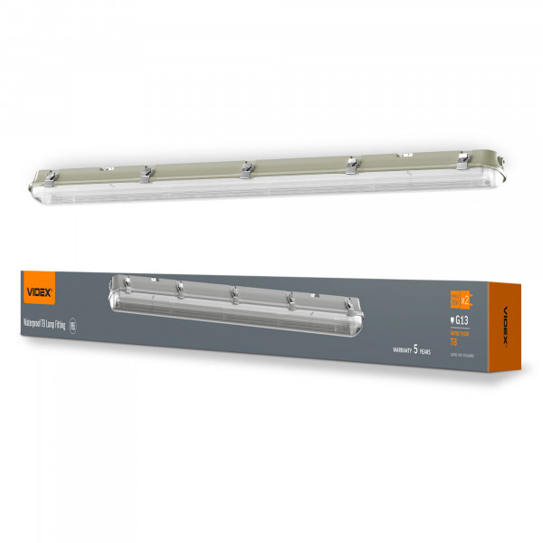 LED світильник IP65 лінійний під лампу 2хТ8 VIDEX 1,2М 220V