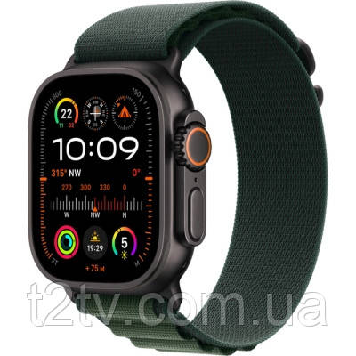 Смарт-годинник Apple Watch Ultra 2 2024 GPS + Cellular 49mm Black Titanium Case with Dark Green Alpine Loop - Large (MX4T3UL/A)