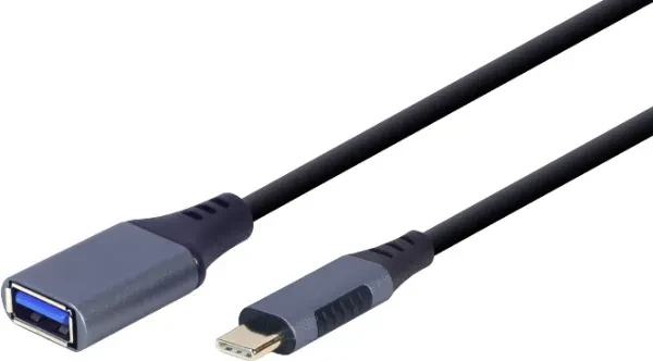 Перехідник Cablexpert USB Type-C (тато) - USB Type A (мама), 0.15 м Gray A-USB3C-OTGAF-01, фото 1