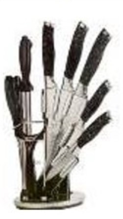 Набір із 9 кухонних ножів зі стругачкою, овочечисткою і підставкою STAINLESS STEEL (ART-0349) SV227, фото 1