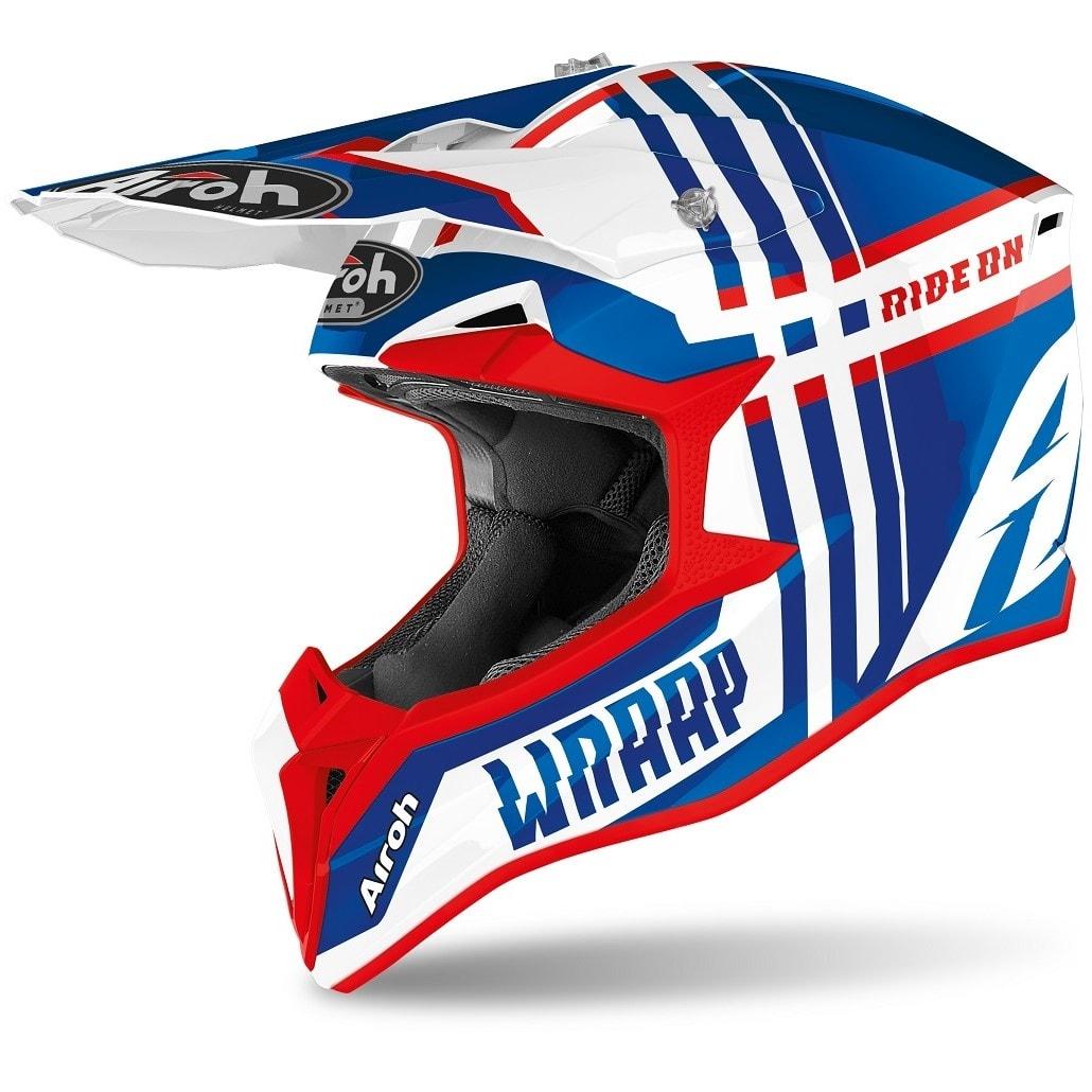 Мотошолом Airoh Wraap BROKEN blue/red gloss L