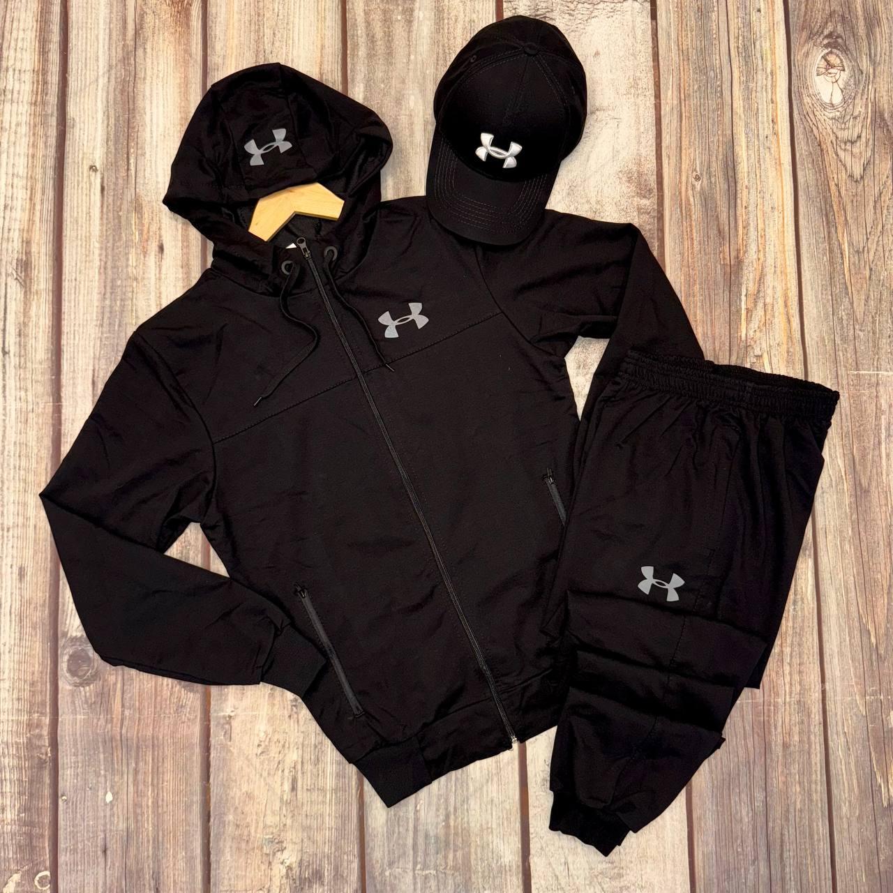 Under Armour спортивний костюм чоловічий весняний осінній літній на блискавці андер армор чорний, фото 1
