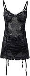 Чорний жіночий пеньюар з підтяжками, нічна сорочка, що облягає, фото 2