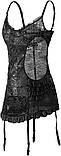 Чорний жіночий пеньюар з підтяжками, нічна сорочка, що облягає, фото 3
