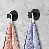 Набір настінних гачків у ванну без свердління Гачки з нержавіючої сталі на вакуумній присосці 2 шт Чорні, фото 2