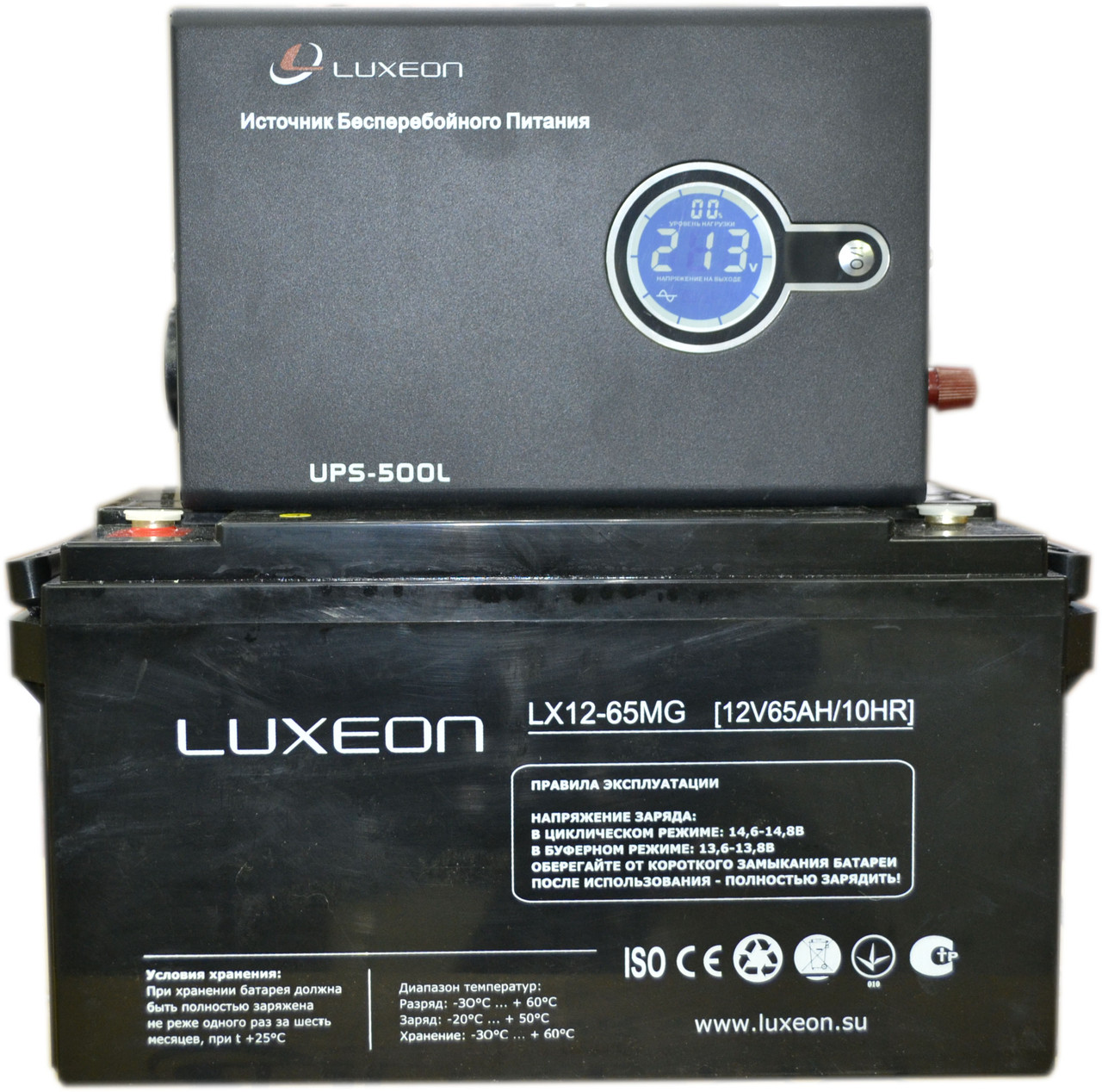 Комплект резервного живлення ДБЖ Luxeon UPS-500L + АКБ Luxeon LX12-65MG, фото 1