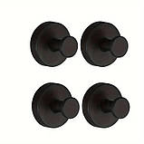 Набір настінних гачків у ванну без свердління Гачки з нержавіючої сталі на вакуумній присосці 4 шт Чорні, фото 2