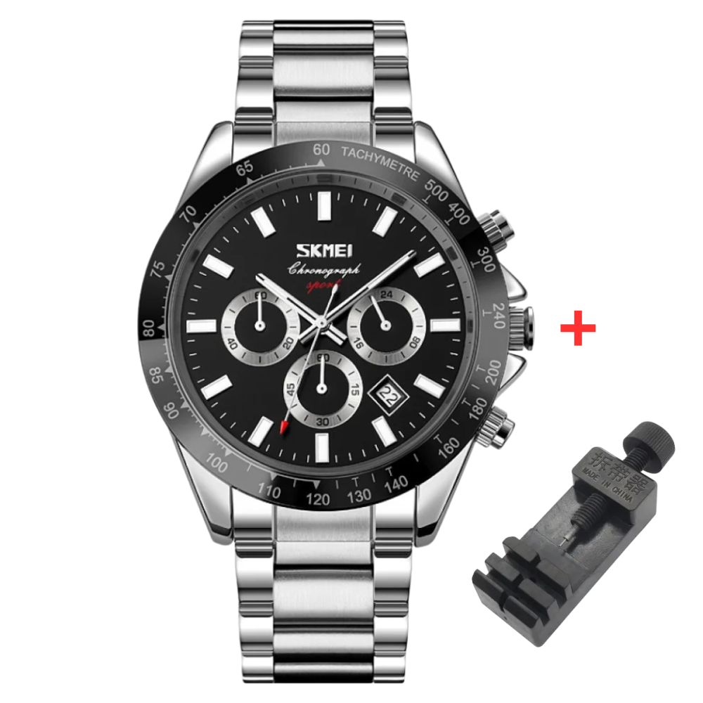 Skmei 9259SIBK Silver-Black Чоловічий годинник з хронографом та індикацією дати