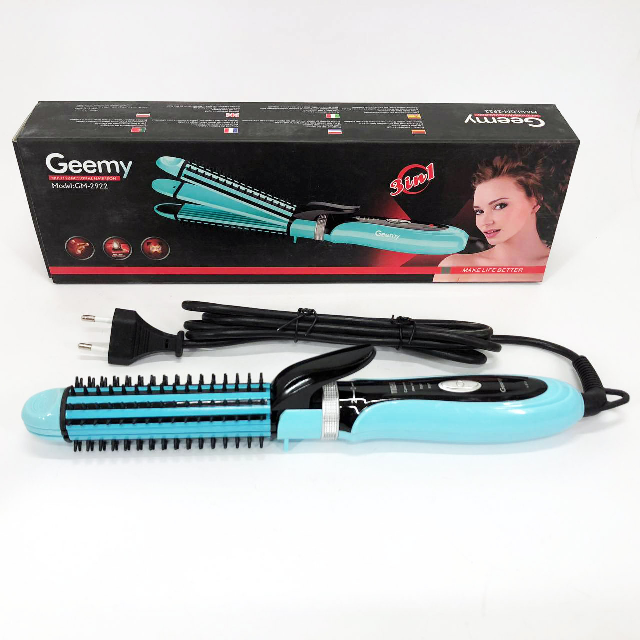 Стайлер для об'єму волосся, Щипці для укладання та завивки Гребінці щипці волосся QA-42, фото 1