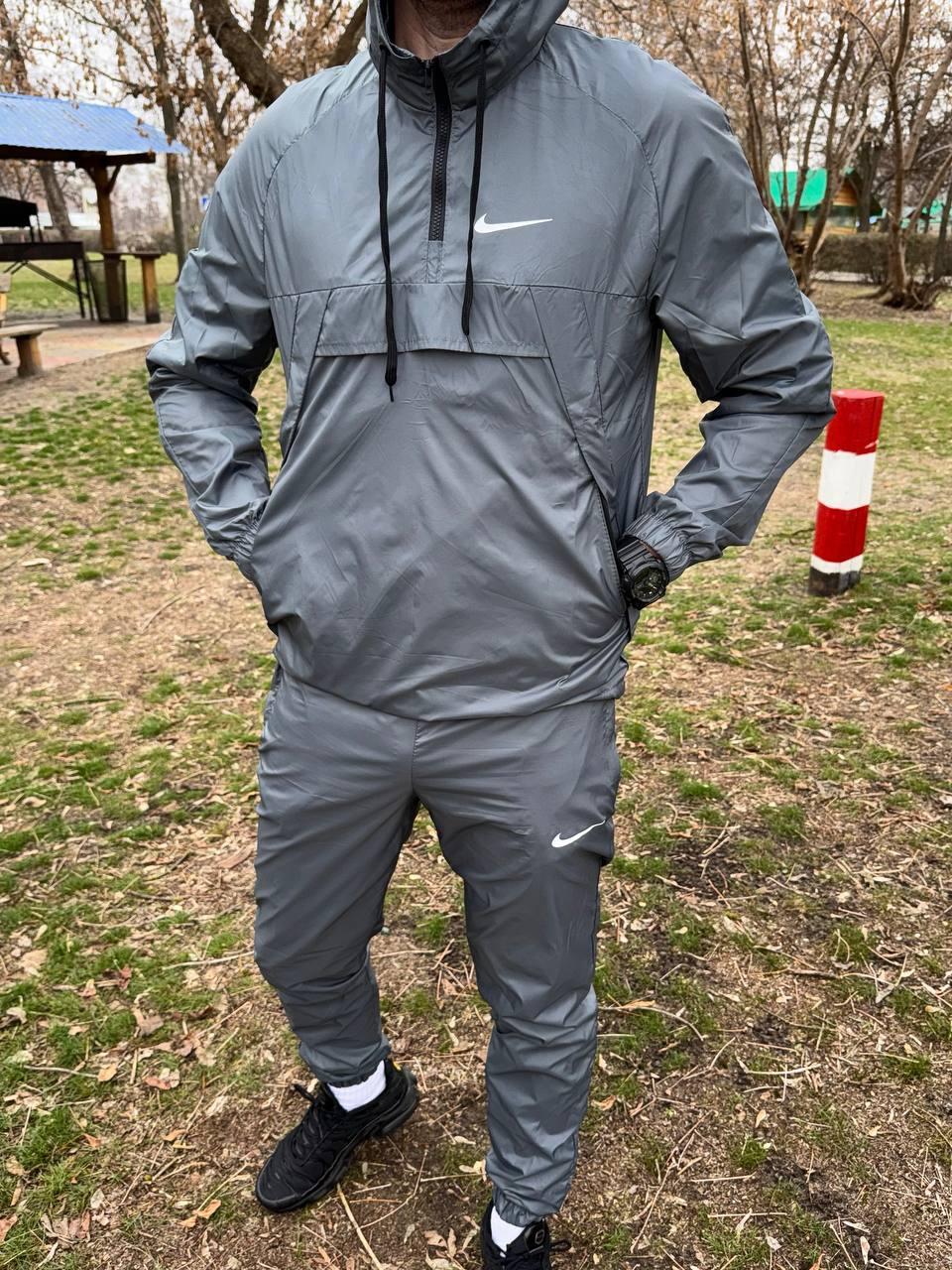 Костюм куртка штани Nike чоловічий спортивний комплект найк весняний осінній сірий