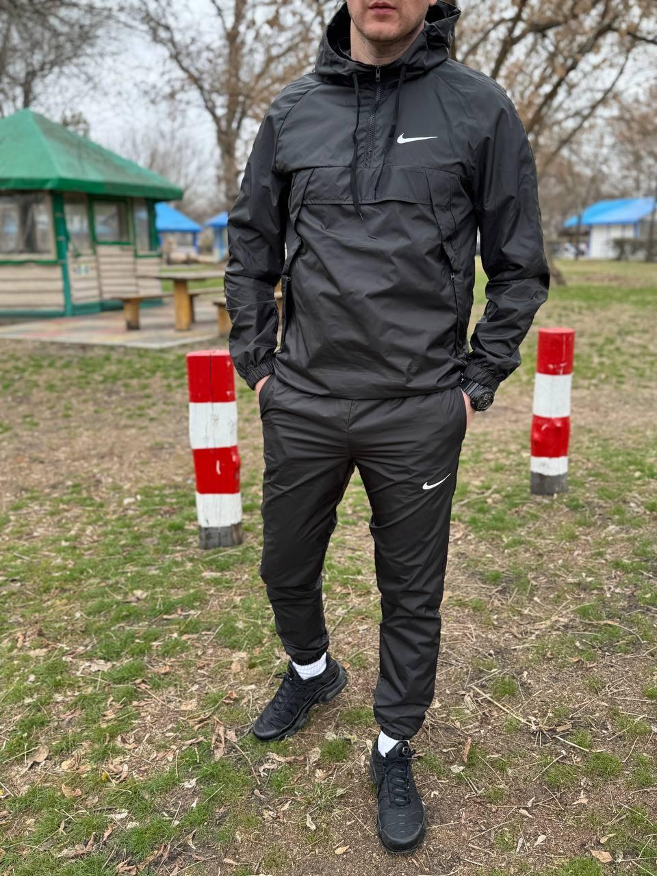 Спортивний костюм анорак штани Nike чоловічий комплект весняний осінній найк чорний