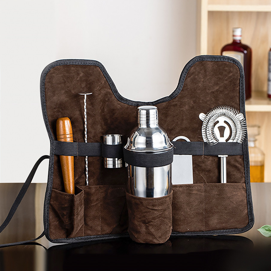 Набір для бару 7 предметів Youchen MC-7 у чохлі Шейкер Джіггер Ложка Стрейнер Відкривалка Мадлер, фото 1