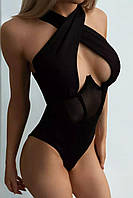 Соблазнительное молодежное женское черное боди Persephone, Эротическое облегающее черное боди