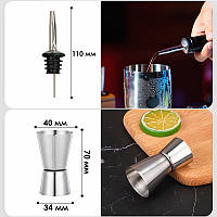 Набір для бару 18 предметів із підставкою Youchen MC-Y18. Великий набір бармена, фото 7