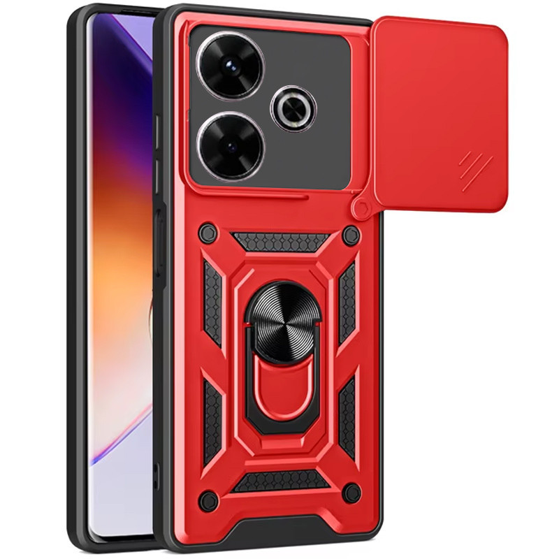 Протиударний чохол Camshield Serge Ring для Xiaomi Redmi 13 4G / Poco M6 4G | Броньований з кільцем-підставкою Червоний, фото 1