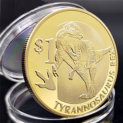 Сувенір монета 1 долар 2015 г, "Тиранозавр Рекс" голд. Сьєра Леоне. Динозаври
