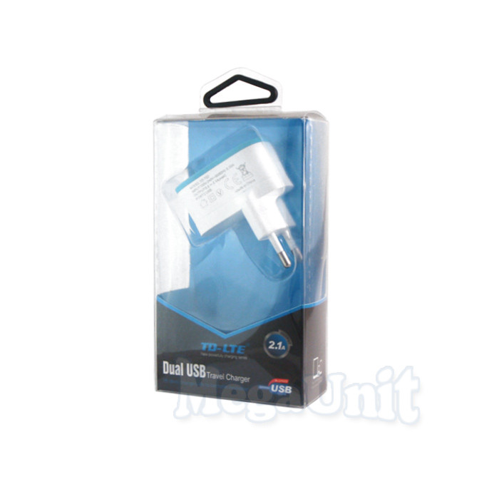 TD-LTE T02 Сетевое зарядное устройство 2*USB 2.1A Белый - фото 2 - id-p455148133