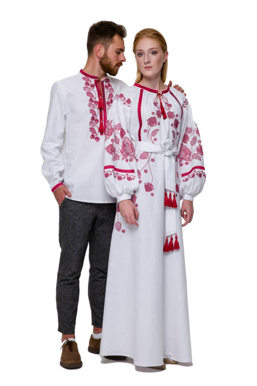 Сімейні вишиванки "Грім" та "Громовиця" бордова вишивка