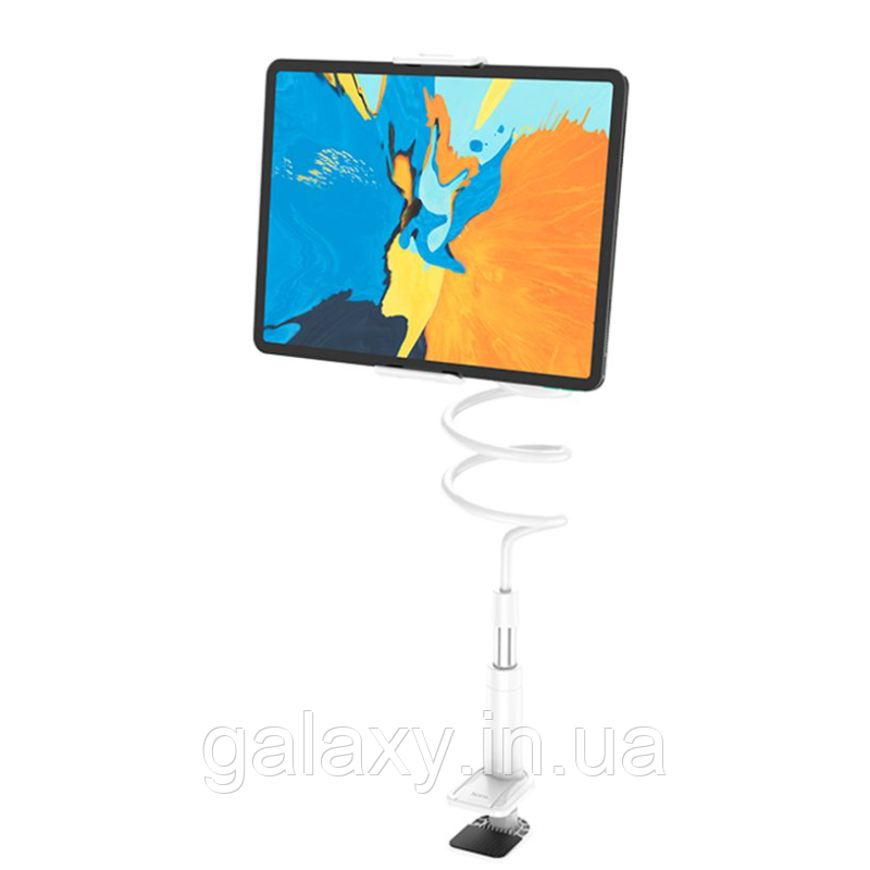 Тримач Hoco гнучкий на прищіпці планшет смартфон 4-10,5" Balu Tablet PH24 White, фото 1