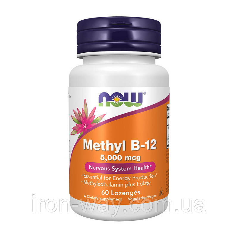 NOW Methyl B-12 5000 mcg (60 Lozenges), фото 1