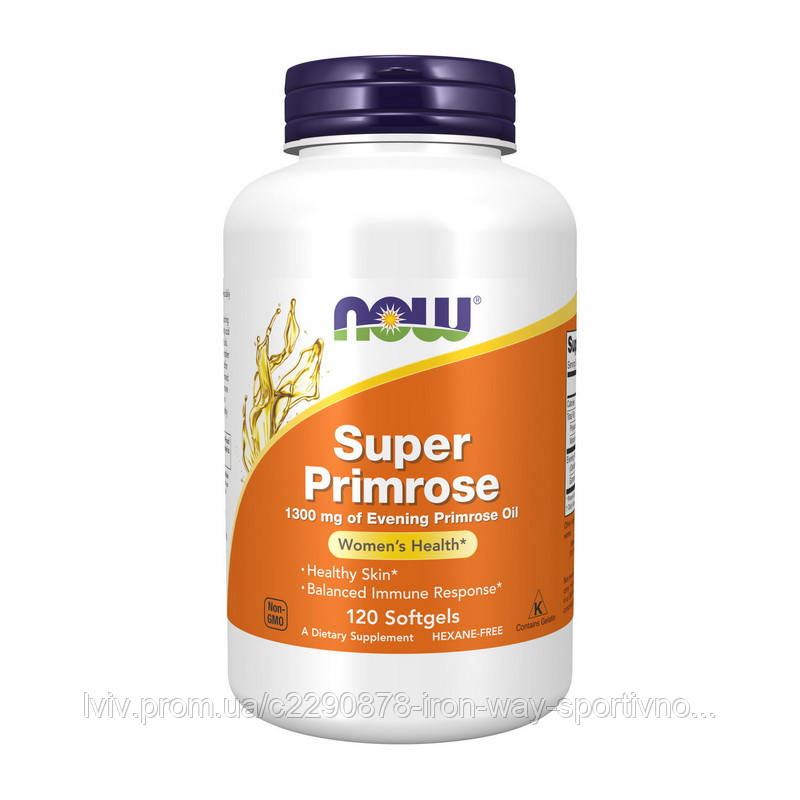NOW Super Primrose 1300 mg of Evening Primrose Oil (120 sgels), фото 1