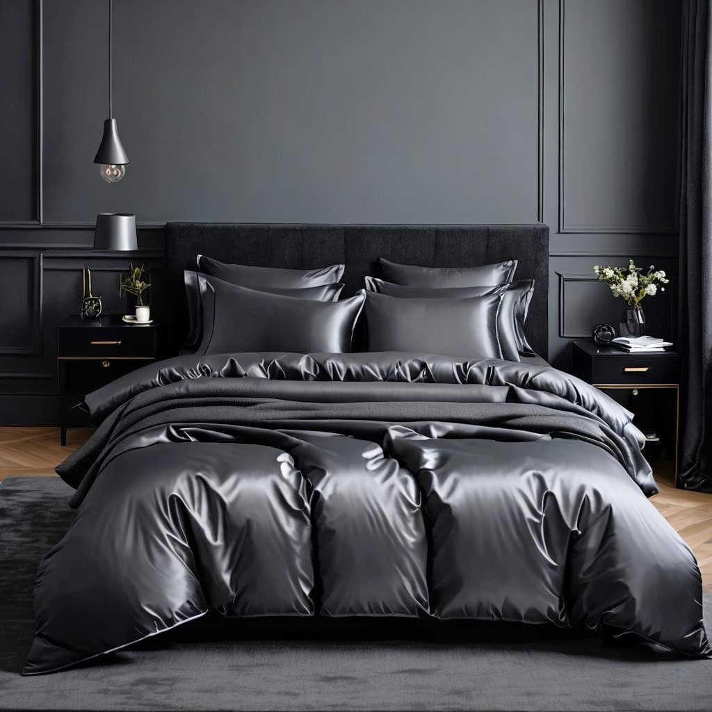 Наволочка на блискавці 70х70 (Сатин Premium) | Від виробника "Королева Ночі" | Однотонний темно-сірий, фото 1