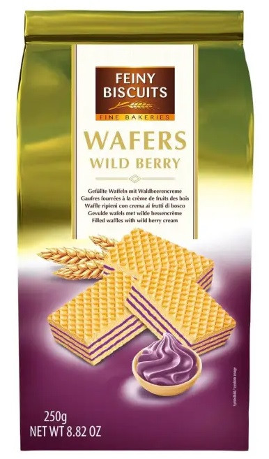 Вафлі з кремом Лісові ягоди Feiny Biscuits Wafers Wild Berry 250 г Австрія, фото 1
