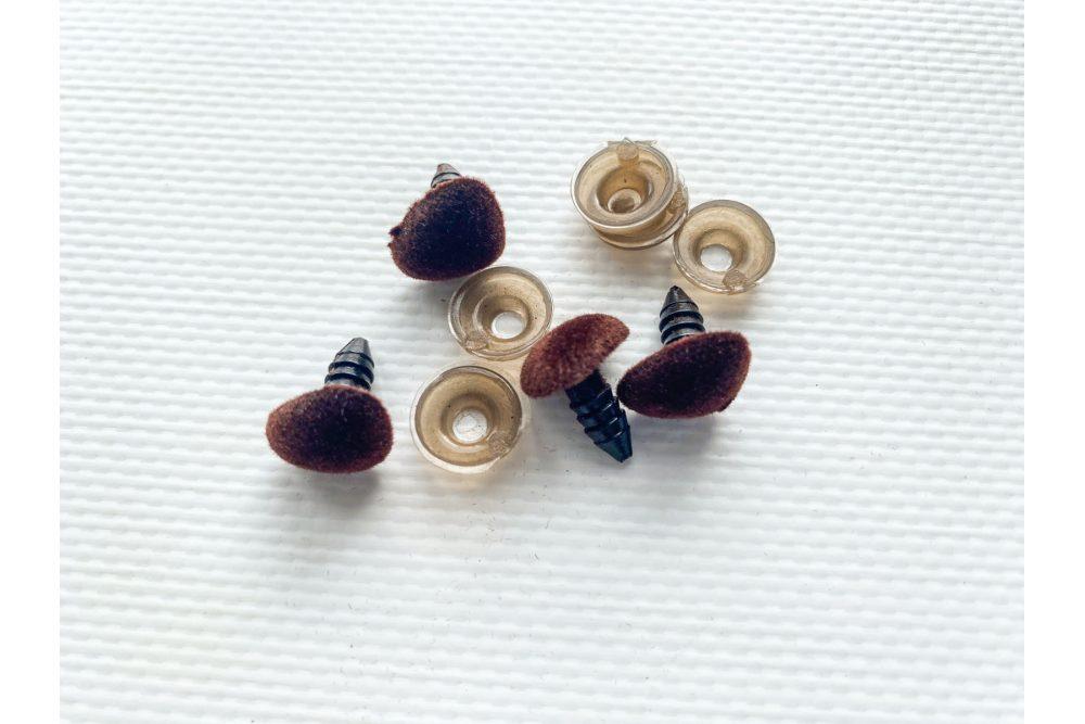 Ніс безпечний 15*12мм коричневий оксамитовий (10шт.), фото 1